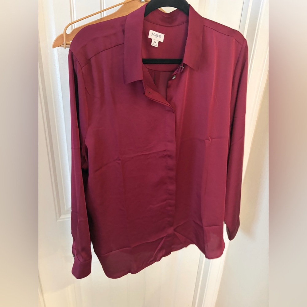 J. Crew Women's Burgundy Button Down Shirt